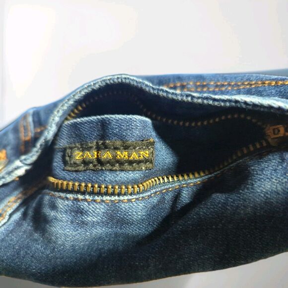 Zara Man Men's Jeans Size 36x30 Blue Medium Wash Denim Taper Casual Pants - Picture 5 of 8